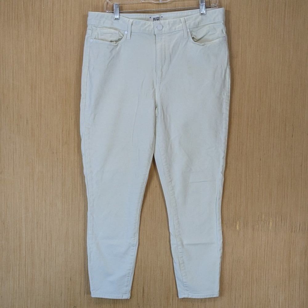 Paige Hoxton Crop Jeans Size 32 Crisp White High Rise Skinny Denim